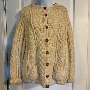 Cream Cable Knit Cardigan Sweater